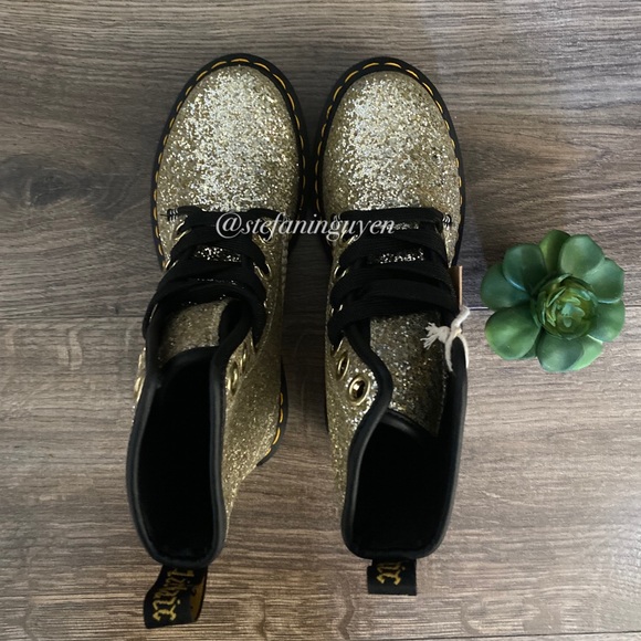 Dr. Martens Shoes Doc Martens Gold Glitter Combat Boots Poshmark